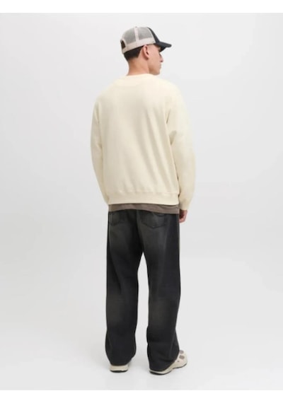 Jack & Jones Jack&jones 12282893 Jornorrebro Emb Sweat Antıque Whıte Erkek Sweatshirt Krem