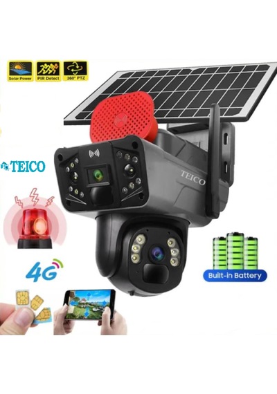 Çift Kameralı Güneş Enerjili Speed Dome Ptz Dış Ortam Solar Güvenlik Kamerası Teico-4360