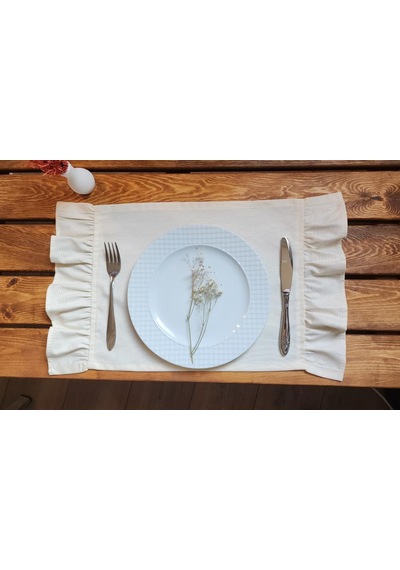 Bahar Keten 2 Kenar Fırfırlı Krem Vintage Amerikan Servis 30x50