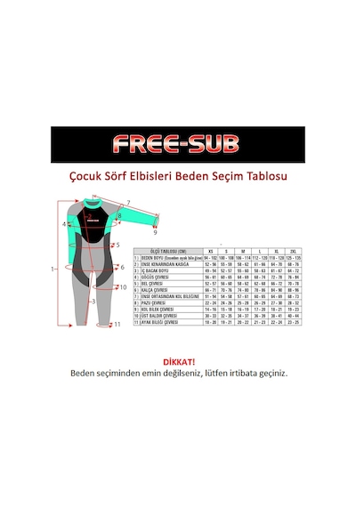Free-Sub 3Mm Çocuk Sörf Scuba Tüplü Dalış Elbisesi Wetsuit Turkua (526082084) Çok Renkli
