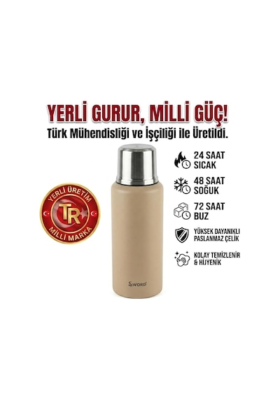 Sword Bej Sütlü Kahve Çelik Termos, 1.5 Litre, 24 Saat Sıcak, 48 Saat Soğuk, 72 Saat Buz Saklama, Yerli Üretim Kamp Termosu Çok Renkli Sword Bej Sütlü Kahve Çelik Termos, 1.5 Litre, 24 Saat Sıcak, 48 Saat Soğuk, 72 Saat Buz Saklama, Yerli Üretim Kamp Termosu Çok Renkli