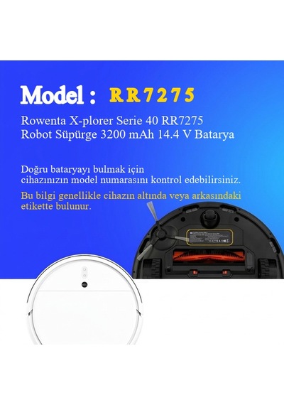 Rowenta X-plorer Serie 40 Rr7275 Robot Süpürge 3200 Mah 14.4 V Batarya  Uyumlu Uzun Ömürlü, Yüksek Performans Pil