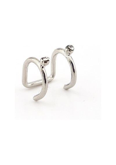 Parlak Gümüş Renkli Earcuff Kikirdak Küpe Taşli Sarmal Ex090 Beyaz