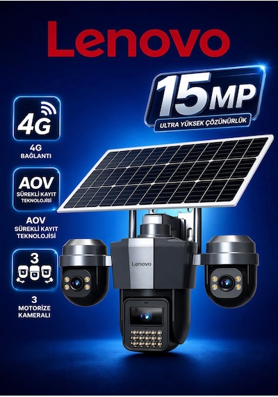 4g Pro 360 - Solar Panelli 3 Motorize Kameralı 4g Sim Kartlı Aov Sürekli Kayıt Güvenlik Kamerası