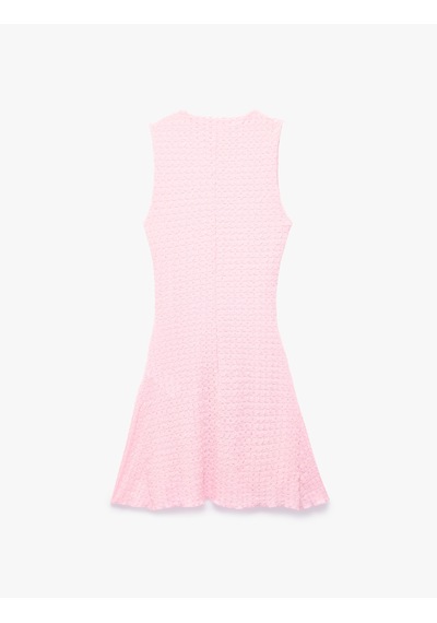 Koton Bürümcük Kumaş Slim Fit Drapeli Asimetrik Kesim Bisiklet Yaka Kolsuz Mini Elbise Pembe 6sak80029ek Gül