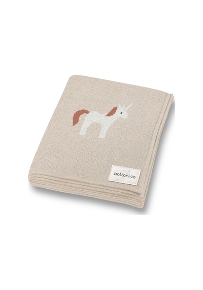 Kız Ve Erkek Bebek Için Triko Örgü Bebek Battaniyesi 85cm X85cm Unicorn Bej Krem3 Krem3