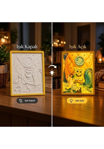 Kişiye Özel Sihirli Fotoğraf Çerçevesi Led Gece Lambası Lithophane Çok  Renkli