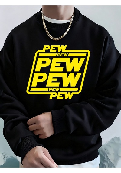 Startmore Startmorepew Pew Mektup Baskılı Erkek Sweatshirtleri Kışlık Oversize Kapüşonlu Üstler Spor Bisiklet Ya Siyah