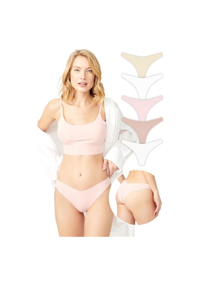 Cottonhill Basic İz Yapmayan Lazer Kesim Brezilya Külot 5'li Paket Renkli-11 Çok Renkli