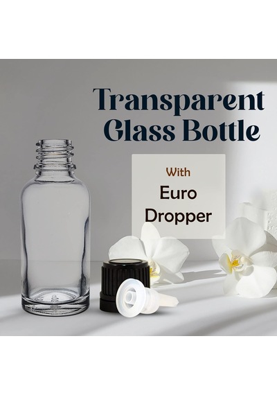 30 Ml Şeffaf / Şeffaf Yuvarlak Boş Cam Şişe + Euro Damlalık + Siyah Kapak, Doldurulabilir, Uçucu Yağlar İçin Sızdırmaz, Kendin Yap Parfümleri 3'lü Paket