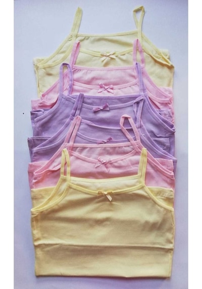 Kota Kız Çocuk 6'lı Paket Ince Askılı Atlet Lila-sarı-pembe