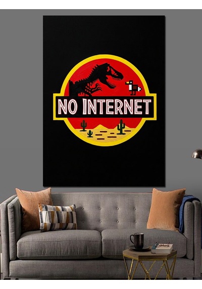 Ahşap Tablo No Internet Dinozor Logosu