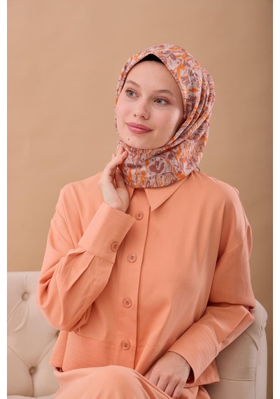 Silk Home Soft Eşarp 73091-36 Turuncu, Kahve, Beyaz, Taş