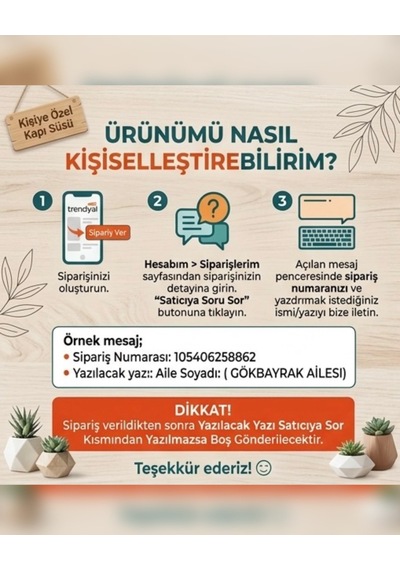 Ahşap Kişiye Özel Kapı Süsü Beyaz Hediyelik