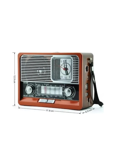 Bluetooth Hoparlör Şarjlı Müzik Çalar Usb Sd Kart Fm Fener Nostaljik Radyo
