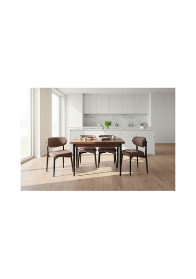 Tool Aksesuar T- 6005 Kemençe 70x120 Mdf Polo Kahverengi 4 Kişilik Yemek Masası Takımı Tool Aksesuar T- 6005 Kemençe 70x120 Mdf Polo Kahverengi 4 Kişilik Yemek Masası Takımı