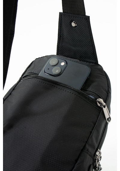 Sanmorris Unisex Paraşüt Kumaş Suya Dayanıklı 4 Bölmeli Body Bag Siyah