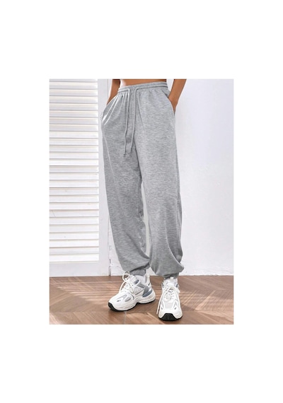 Tarzsokak Letter Graphic Elastic Waist 4 Mevsim Eşofman Gri