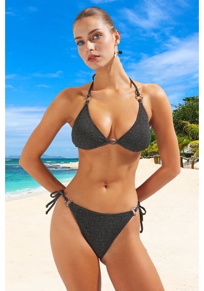 Ersefa Tasarım Bikini Takımı Uv Korumalı Klora Dayanıklı Su Sporları İçi Siyah