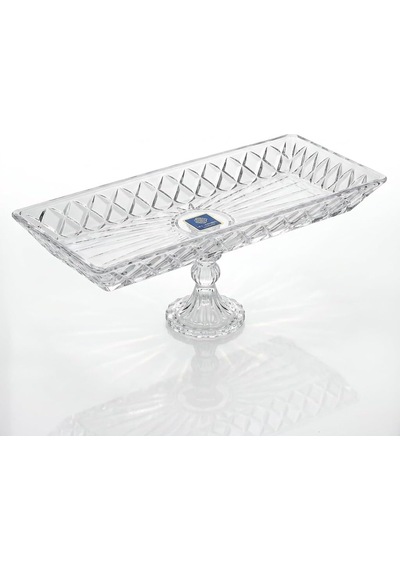Kafes Model El Yapımı Ayaklı Cam Sunumluk - Dikdörtgen Şeffaf Dekoratif Servis Ve Meyve Tabağı 39x15 Cm Diğer
