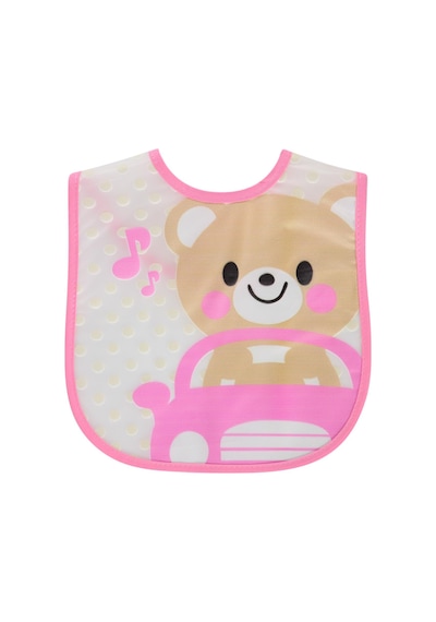 Civil Baby Tatlı Ayı Baskılı Mama Önlüğü - Pembe Standart Pembe