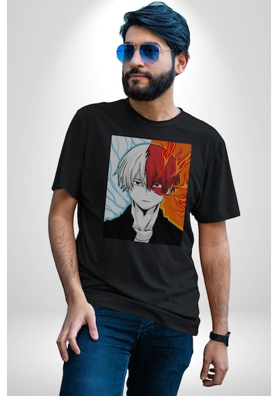 My Hero Academia Boku Anime Unisex Unisex Siyah Organik Baskılı T-shirt Penye Yüksek Kalite Siyah