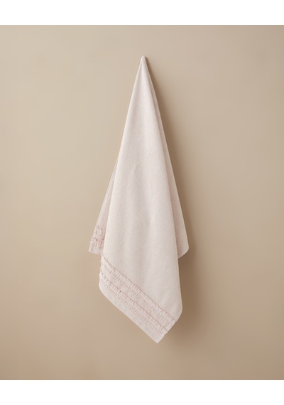 English Home Soft Ruffle Pamuk Banyo Havlusu 70x140 Cm Pudra