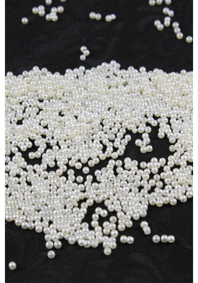 Krem 3 Mm Plastik İnci Boncuk Takı Aksesuar Malzemesi 25 Gr