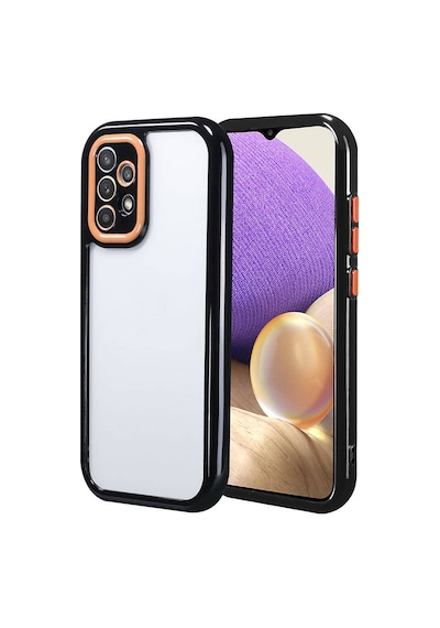 Galaxy A32 4g Kılıf Kamera Korumalı Renkli Kenar Ve Çerçeve Tasarımlı Zore Vitamin Kapak Siyah