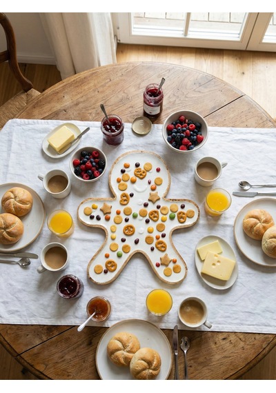 Gingerbread Formlu Büyük Dekoratif Seramik Tabak Beyaz