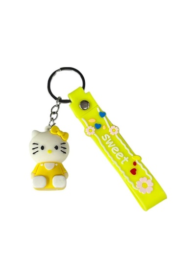 Renkli Silikon Anahtarlıklar-sarı Hello Kitty Çok Renkli
