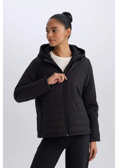 DeFactoFit Su İtici Regular Fit Kapüşonlu Fermuarlı Mont D6085AX25SPBK81 Siyah