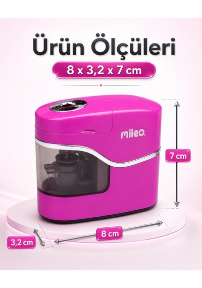 Mileo Pilli Otomatik Pembe Kalemtraş
