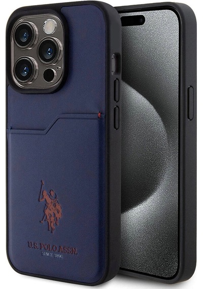 Apple, Uyumlu iPhone 15 Pro Kılıf U.s. Polo Assn. Lisanslı Baskı Logolu Pu Kartlıklı Kapak