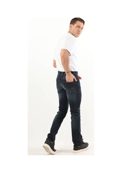 Banny Jeans Erkek Orta Bel Taşlanmış Jean Pantolon Lacivert 35