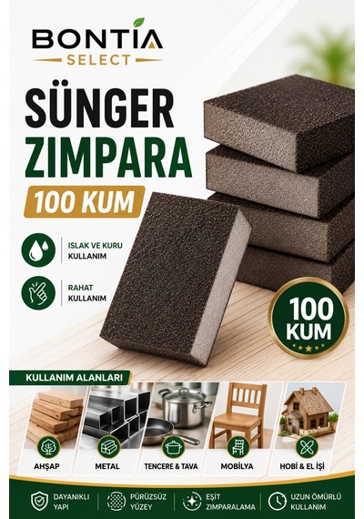 Sünger Zımpara 100 Kum Islak Kuru Kullanım Ahşap Metal Boya Alçı Pvc El Zımparası Takozu