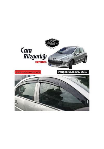 Peugeot 308 2007-2013 Uyumlu Mugen Cam Rüzgarlığı Seti Piano Black 4'lü İthal