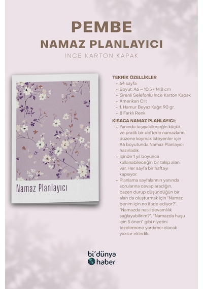 1 Yıllık Namaz Planlayıcı Defterim - Lila Çok Renkli