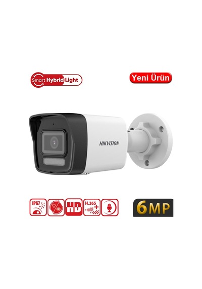 Hıkvısıon Ds-2cd1063g2-lıuf 6mp 2.8mm Sesli Smart Hybrıd Lıght Ip Poe Bullet Kam Ip67 30mt