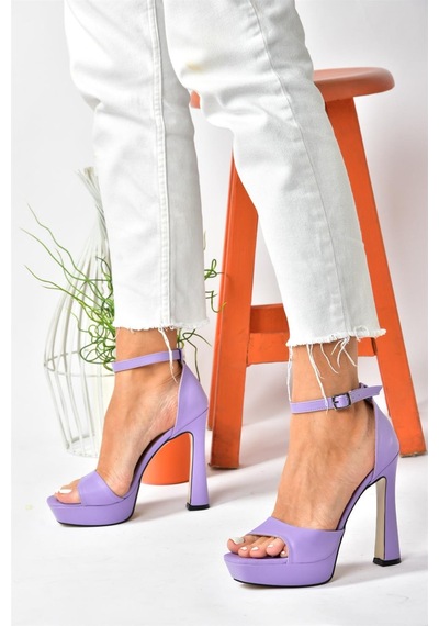Fox Shoes Eflatun Platform Kalın Topuklu Kadın Ayakkabı K404580109 Eflatun