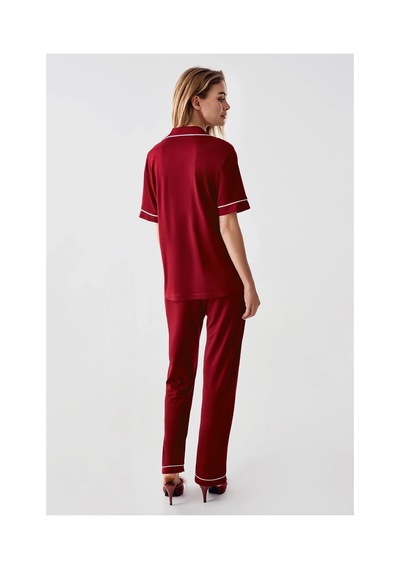 Moda Dua Freshness 324 Kadın 4'lü Sabahlıklı Şorlu Pijama Takımı bordo