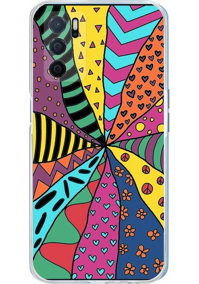 Oppo A16 İle Uyumlu 1mm Slim Fit Retro Renkler 4 Baskılı Şeffaf Kılıf Şeffaf