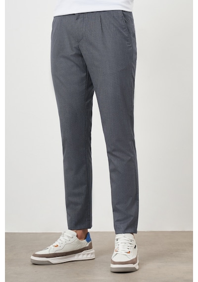 Morven Erkek Lacivert Poliviskon Trend Pileli Slim Fit Spor Pantolon Lacivert