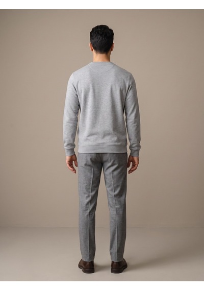 Maccali Erkek Açık Gri Selanik Bisiklet Yaka Sweatshirt