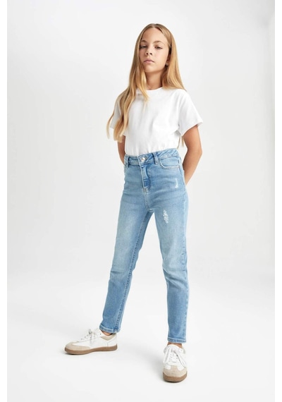Defacto Kız Çocuk Skinny Fit Yırtık Detaylı Dar Paça Cepli Jean Pantolon C9483A824AUNM28 Mavi Defacto Kız Çocuk Skinny Fit Yırtık Detaylı Dar Paça Cepli Jean Pantolon C9483A824AUNM28 Mavi