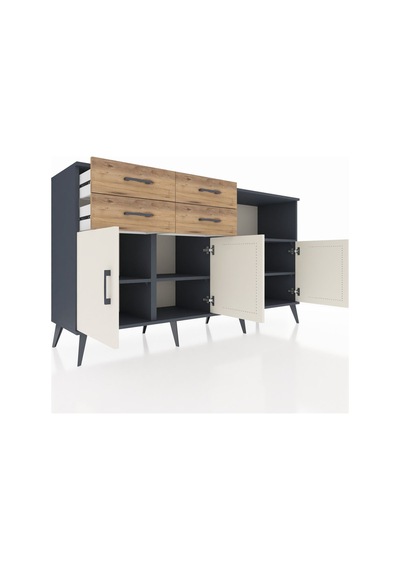 Hyperion Konsol 4 Raflı 4 Çekmeceli 4 Kapaklı 176x44x99 Antrasit- Antrasit-aytaşı/çam Hyperion Konsol 4 Raflı 4 Çekmeceli 4 Kapaklı 176x44x99 Antrasit- Antrasit-aytaşı/çam