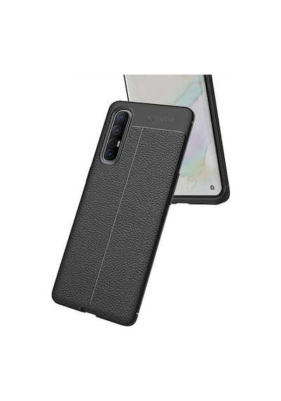 Kilifone - Oppo Reno 3 Pro 5g Uyumlu Kılıf Deri Dikiş Görünümlü Niss Karbon Silikon Kapak - Siyah - T13472