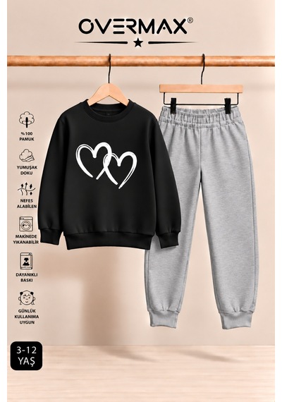 Overmax Çift Kalp Baskılı Çocuk Kapüşonsuz Sweatshirt Eşofman Takımı 3-12 Yaş Siyah Üst-gri Alt - 923859548 Siyah Üst-gri Alt Overmax Çift Kalp Baskılı Çocuk Kapüşonsuz Sweatshirt Eşofman Takımı 3-12 Yaş Siyah Üst-gri Alt - 923859548 Siyah Üst-gri Alt