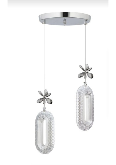 Serra Model 2'li Avizeb 3 Renk Modu Ledli Modern Salon Mutfak Oturma Odası Led Avize Krom
