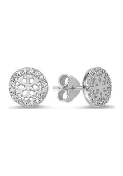 Brezza Lusso Jewelry Gümüş Zirkon Taşlı Kalp Kar Tanesi Kadın Kolye Küpe Seti